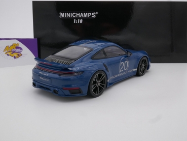 Preview: Minichamps 155069170 # Porsche 911 (992) Turbo S Coupe Sport Design Paket Baujahr 2021 " blau " 1:18
