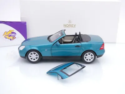 Preview: Norev 183021 # Mercedes-Benz SLK Cabrio Baujahr 1996 " Vivianitgrün-metallic " 1:18
