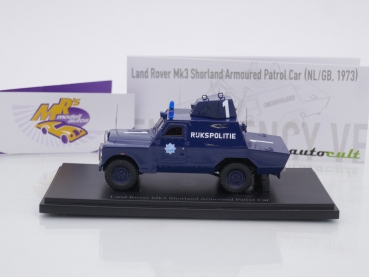 Preview: Autocult 12018 # Land Rover Mk3 Shorland Armoured Patrol Car Baujahr 1973 " Rijkspolitie NL " 1:43