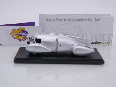 Preview: Autocult 04038 # Hoppe & Streur Norvell Streamliner Baujahr 1946 " silbermetallic " 1:43