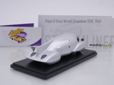 Preview: Autocult 04038 # Hoppe & Streur Norvell Streamliner Baujahr 1946 " silbermetallic " 1:43