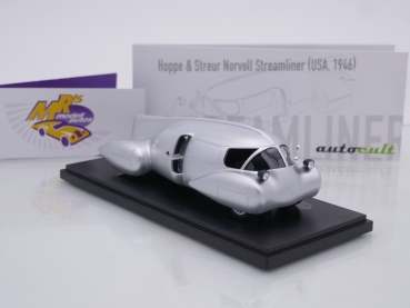 Preview: Autocult 04038 # Hoppe & Streur Norvell Streamliner Baujahr 1946 " silbermetallic " 1:43