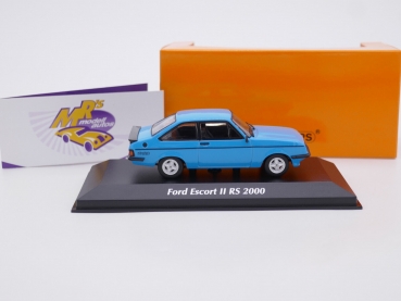 Preview: Maxichamps 940084300 # Ford Escort II RS 2000 Baujahr 1975 " hellblau " 1:43
