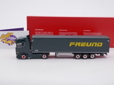 Preview: Herpa 315173 # Scania CS20 HD Schubbodensattelzug " Spedition Freund " 1:87