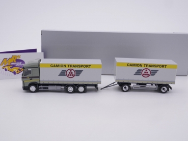 Preview: Herpa 950787 # Mercedes Benz Actros `18 Stream Space Koffer-HZ " Camion Transport (CH) " 1:87