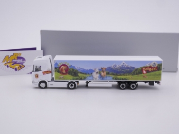 Preview: Herpa 950848 # Scania CS20 HD Koffersattelzug " Delipet AG Lady Sina (CH) " 1:87