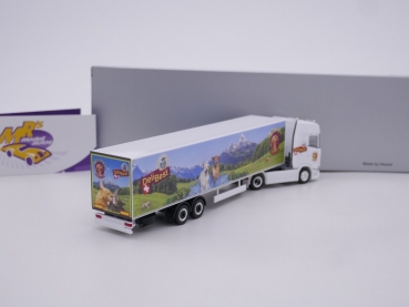 Preview: Herpa 950848 # Scania CS20 HD Koffersattelzug " Delipet AG Lady Sina (CH) " 1:87