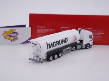 Preview: Herpa 314961 # Volvo FH5 Globetrotter mit ADR Saugsiloauflieger " Imgrund Spedition " 1:87
