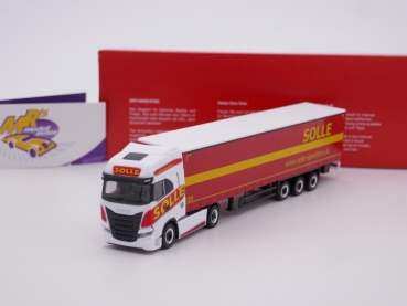 Herpa 315326 # Iveco S-Way Gardinenplanen-Sattelzug " Solle Spedition " 1:87