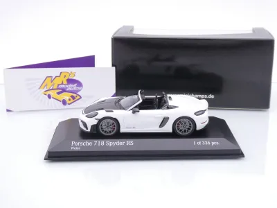 Preview: Minichamps 410063131 # Porsche 718 Spyder RS Baujahr 2023 " weiß-carbon " 1:43