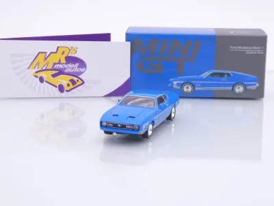 TSM MINI GT MGT01138-L # Ford Mustang Mach 1 1971 LHD " Grabber Blue " 1:64