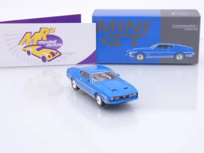 Preview: TSM MINI GT MGT01138-L # Ford Mustang Mach 1 1971 LHD " Grabber Blue " 1:64