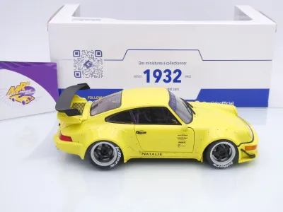Preview: Solido S1807518 # Porsche 911 (964) RWB Rauh-Welt Baujahr 2023 gelb " NATALIE " 1:18