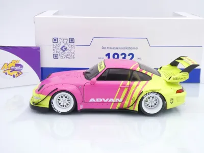 Preview: Solido S1808510 # Porsche 911 (993) RWB Rauh-Welt Baujahr 2024 " Pink / Gelbgrün " 1:18