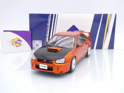Solido S1812304 # Subaru Impreza WRX STI Baujahr 2003 " orangemetallic-schwarz " 1:18