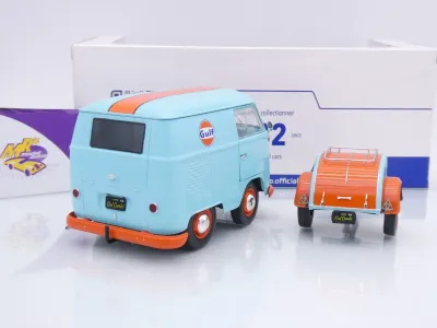 Preview: Solido S1810908 # VW Volkswagen T1 Kool Kombi mit Anhänger " GULF Racing " 1:18