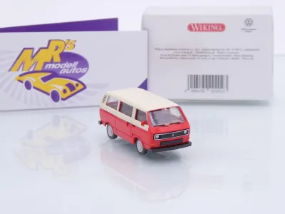 Preview: Wiking 0292 02 # Volkswagen VW T3 Bus Baujahr 1979-92 " rot-hellelfenbein " 1:87