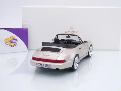 Preview: Norev 187140 # Porsche 911 (964) Carrera 2 Turbo Cabrio Baujahr 1992 " Zermattsilber-metallic " 1:18