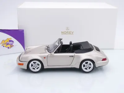 Preview: Norev 187140 # Porsche 911 (964) Carrera 2 Turbo Cabrio Baujahr 1992 " Zermattsilber-metallic " 1:18