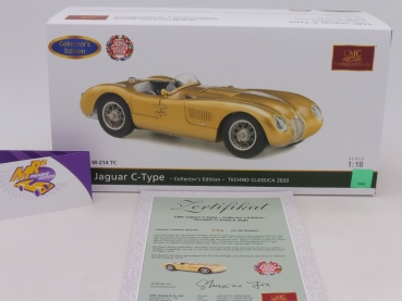 CMC M-214 TC # Jaguar C-Type Bj. 1952 goldmetallic " Techno Classica 2020 " 1:18 Lim. Ed. 300 pcs.