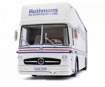 Preview: Schuco 00328 # Mercedes Benz O317 Renntransporter " Rothmans Porsche " 1:18