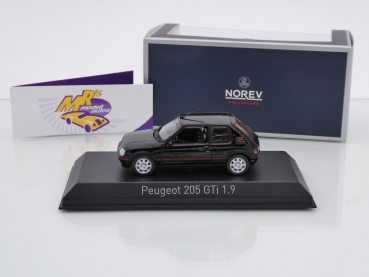 Preview: Norev 471734 # Peugeot 205 GTi 1.9 Baujahr 1992 " schwarz " mit PTS Deco 1:43