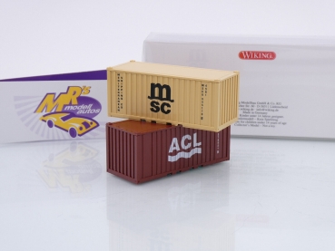 Preview: Wiking 0018 26 # Zubehörpackung 20' Container Baujahr 1965-22 " ACL / MSC " 1:87