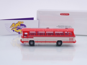 Preview: Wiking 0709 02 # Mercedes-Benz O 302 Reisebus Baujahr 1965-76 " rot-hellbeige " 1:87