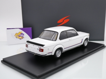 Preview: Spark 18S718 # BMW 2002 Turbo Baujahr 1973 " weiß + M-Streifen " 1:18