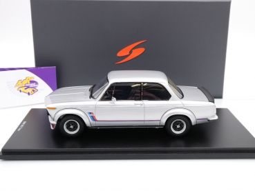 Preview: Spark 18S719 # BMW 2002 Turbo Baujahr 1973 " silbermetallic + M-Streifen " 1:18