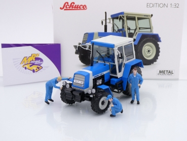 Schuco 07826 # Fortschritt ZT 323 Traktor Baujahr 1984 " blau " 1:32 mit Figuren