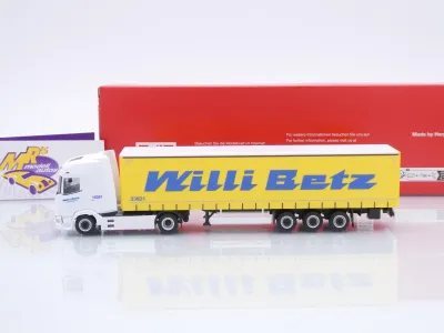 Preview: Herpa 320290 # DAF XG Facelift Gardinenplanen-Sattelzug " Willi Betz " 1:87