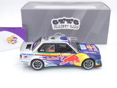 Preview: Ottomobile OT486 # BMW E30 V8 Drift Baujahr 2023 " Red Bull Driftbrothers " 1:18