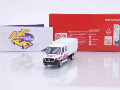 Herpa 098991 # Mercedes-Benz Sprinter '18 DoKa Pritsche-Plane " STRABAG " 1:87