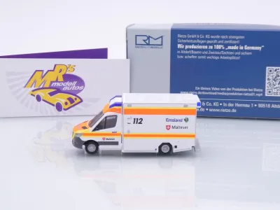 Preview: Rietze 76098 # Mercedes-Benz GSF RTW " Rettungsdienst Malteser Emsland " 1:87