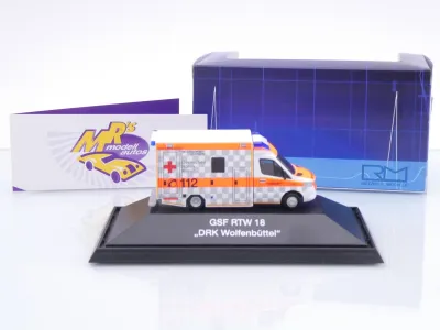 Preview: Rietze 76117 # Mercedes-Benz GSF RTW 18 " Rettungsdienst DRK Wolfenbüttel " 1:87