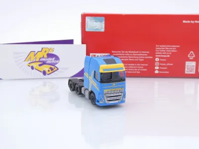 Preview: Herpa 318624-003 # Volvo FH 16 GL 6x4 3-achs Schwerlastzugmaschine " hellblau-gelb " 1:87