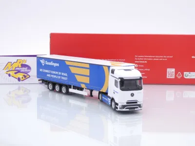 Preview: Herpa 320924 # Mercedes-Benz Actros Gardinenplanen-Sattelzug " Saudingos / Litauen " 1:87