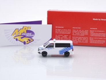Preview: Herpa 097468 # Volkswagen VW T6.1 Bus weiß-blau " Polizei Belgien " 1:87