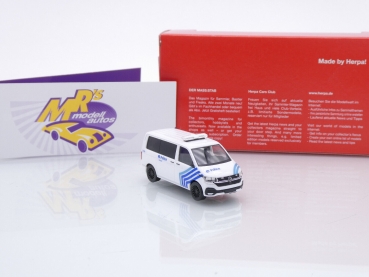 Preview: Herpa 097468 # Volkswagen VW T6.1 Bus weiß-blau " Polizei Belgien " 1:87