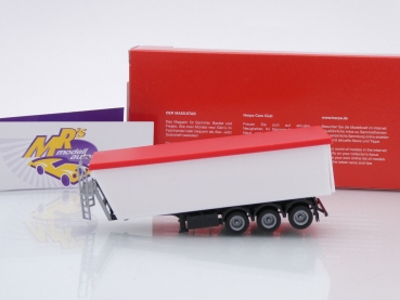 Preview: Herpa 076555-003 # Stöffel-Liner Kippauflieger " weiß mit roter Plane " 1:87