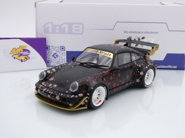 Solido S1807507 # Porsche 911 (964) black Baujahr 2021 " Rauhwelt / Aoki " 1:18