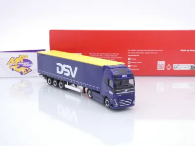 Preview: Herpa 320818 # Volvo FH GL XL El. Gardinenplanen-Sattelzug " DSV Dänemark " 1:87