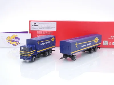 Herpa 320719 # Scania 141 Planen-Hängerzug " ASG Transport Sweden " 1:87