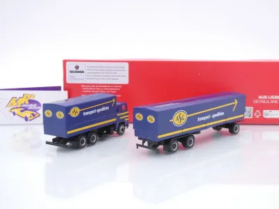 Preview: Herpa 320719 # Scania 141 Planen-Hängerzug " ASG Transport Sweden " 1:87