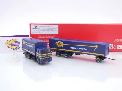 Preview: Herpa 320719 # Scania 141 Planen-Hängerzug " ASG Transport Sweden " 1:87