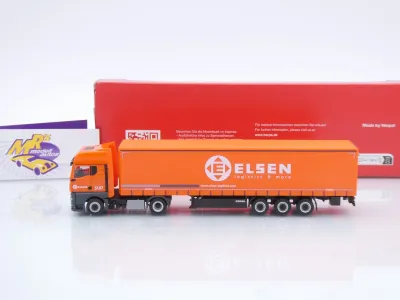 Preview: Herpa 321150 # MAN TGX GX Gardinenplanen-Sattelzug " Elsen Logistics " 1:87