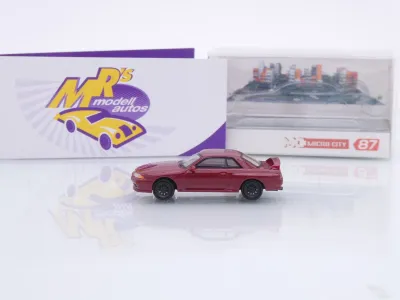 Preview: Micro City Herpa 87MC000093 # Nissan Skyline R32 GTR Baujahr 1992 " dunkelrot " 1:87