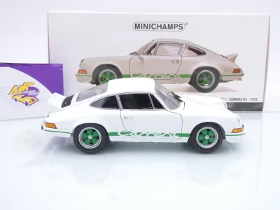 Preview: Minichamps 100066020 # Porsche 911 Carrera RS Baujahr 1972 " weiß-grün " 1:18