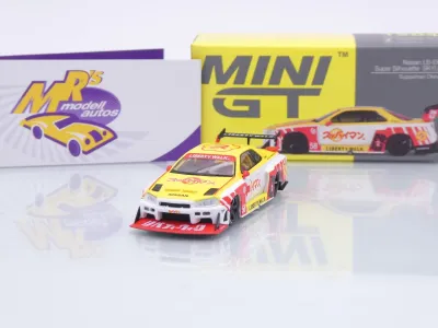 TSM MINI GT MGT01204-R # Nissan Skyline GTR R34 LB  Liberty Walk " Suppaiman Okinawa " 1:64